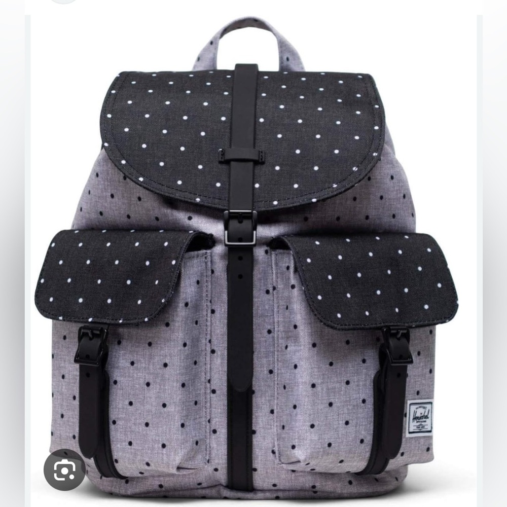 Herschel Supply Company Dawson Black and Gray Backpack with Polka Dots - Picture 9 of 9